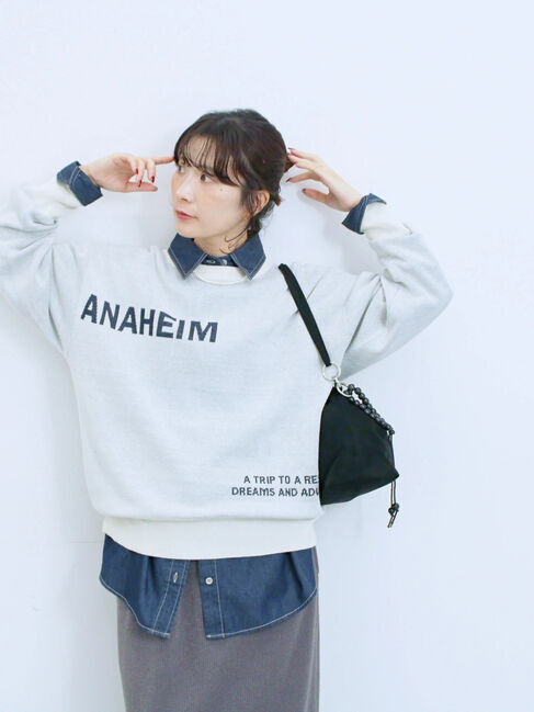 Samansa Mos2 blue「アソートロゴジャガードニットプルオーバー」|ニット・セーター|