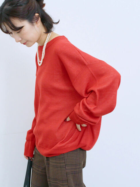 Samansa Mos2 blue「アソートロゴジャガードニットプルオーバー」|ニット・セーター|