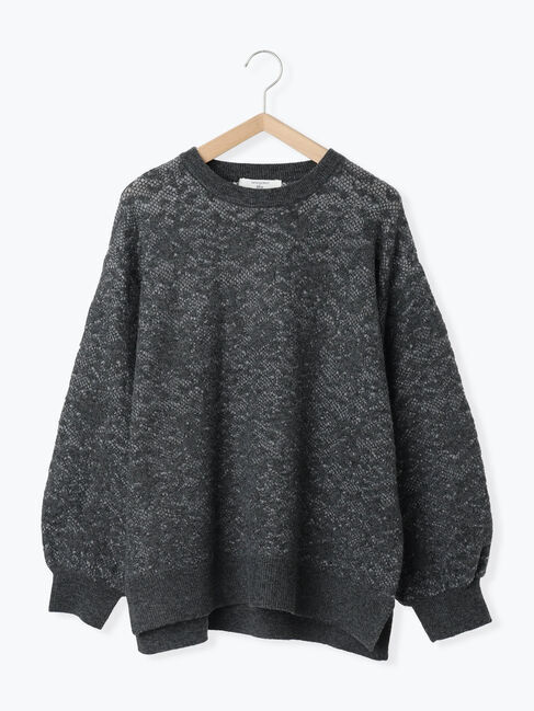 Samansa Mos2 blue「微起毛花ジャガードニットプルオーバー」|ニット・セーター|