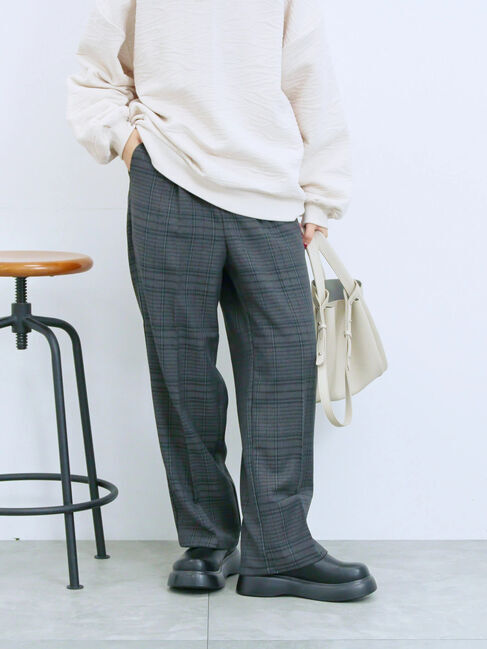 Samansa Mos2 blue「カチオン染めチェックパンツ」|その他|グレー