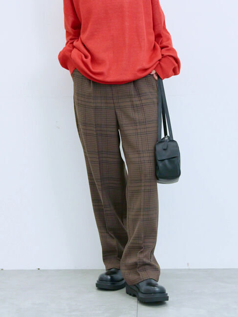 Samansa Mos2 blue「カチオン染めチェックパンツ」|その他|