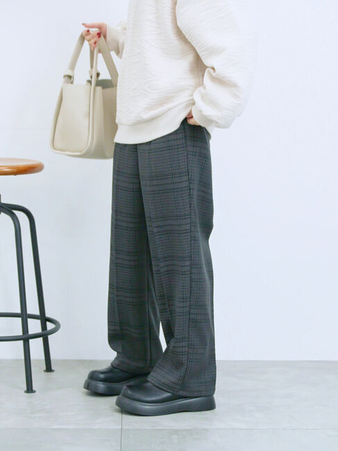 Samansa Mos2 blue「カチオン染めチェックパンツ」|その他|