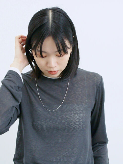 Samansa Mos2 blue「レイヤード風ロンT」|Tシャツ・カットソー|