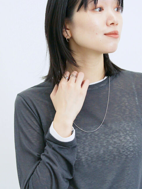 Samansa Mos2 blue「レイヤード風ロンT」|Tシャツ・カットソー|