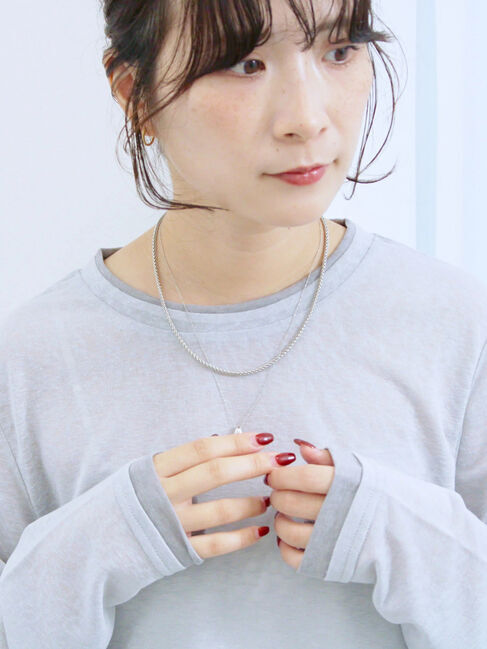 Samansa Mos2 blue「レイヤード風ロンT」|Tシャツ・カットソー|