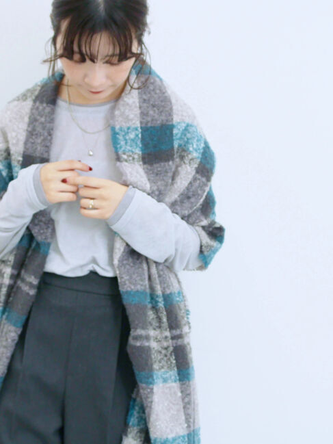 Samansa Mos2 blue「レイヤード風ロンT」|Tシャツ・カットソー|