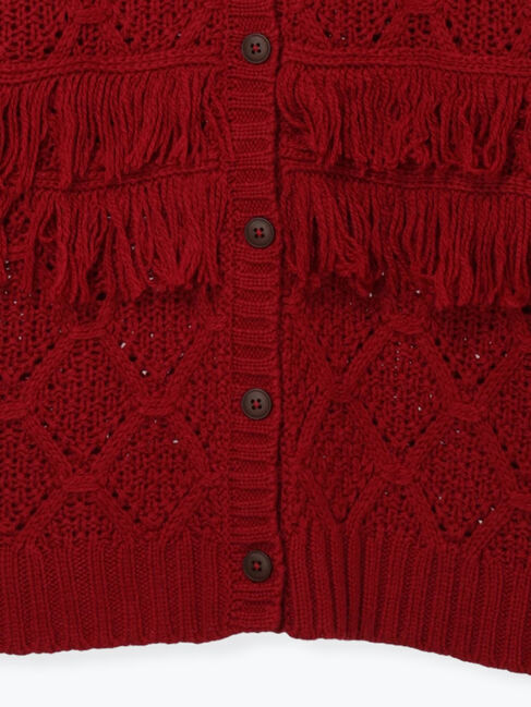 Samansa Mos2「【Fluffy Wool Blend】フリンジ前後2WAYニット」|カーディガン|