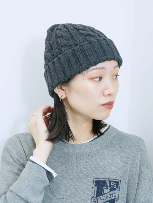 Samansa Mos2 blue「ケーブルニット帽」|その他|