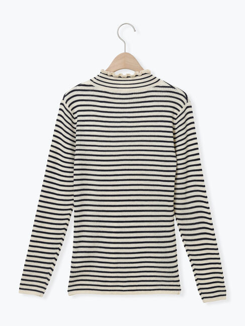 Samansa Mos2「【マシンウォッシャブル】リブフリルタートルネックニット」|ニット・セーター|