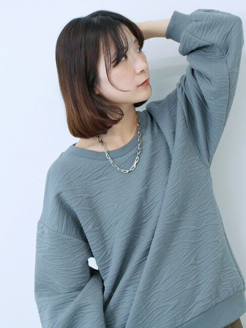 Samansa Mos2 blue「ジャガードダンボールプルオーバー」|Tシャツ・カットソー|