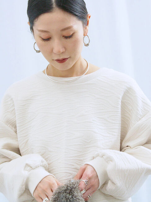 Samansa Mos2 blue「ジャガードダンボールプルオーバー」|Tシャツ・カットソー|