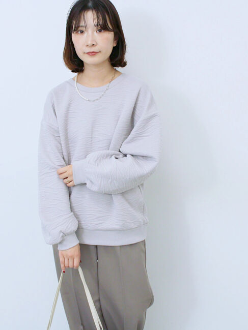 Samansa Mos2 blue「ジャガードダンボールプルオーバー」|Tシャツ・カットソー|