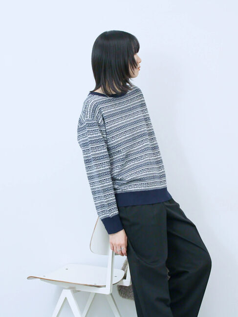 Samansa Mos2 blue「もちもちジャガードニットプルオーバー」|ニット・セーター|