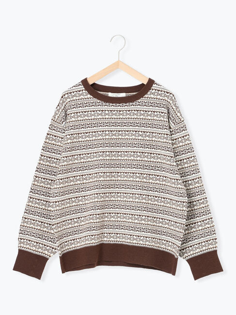 Samansa Mos2 blue「もちもちジャガードニットプルオーバー」|ニット・セーター|