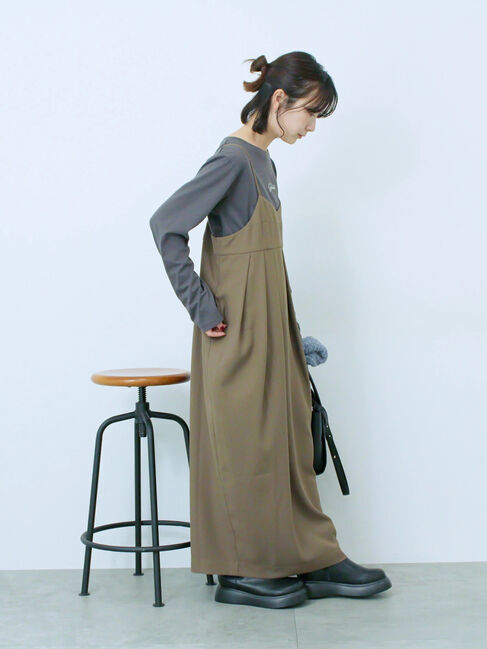 Samansa Mos2 blue「タック入りコクーンジャンスカ」|ワンピース|