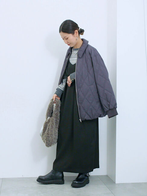 Samansa Mos2 blue「タック入りコクーンジャンスカ」|ワンピース|