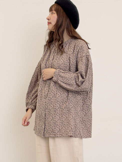 Samansa Mos2「【Cross&times;Linen】ギャザーブラウス」|シャツ・ブラウス|ベージュ