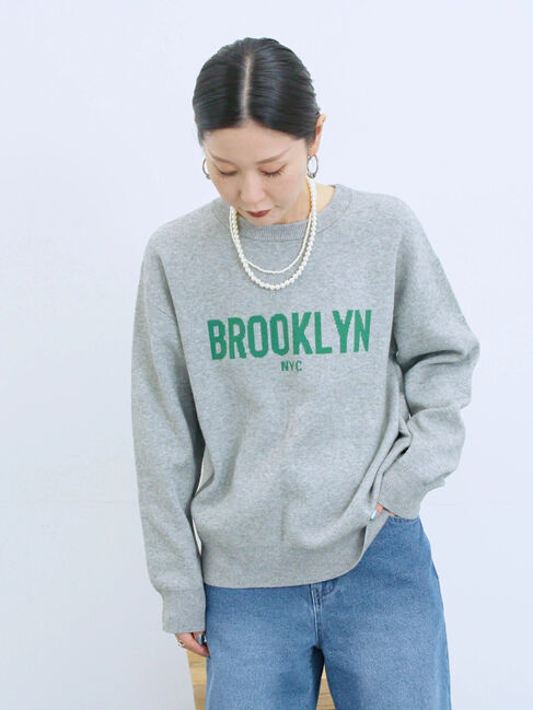 Samansa Mos2 blue「【Hug knit】ロゴプルオーバー」|ニット・セーター|