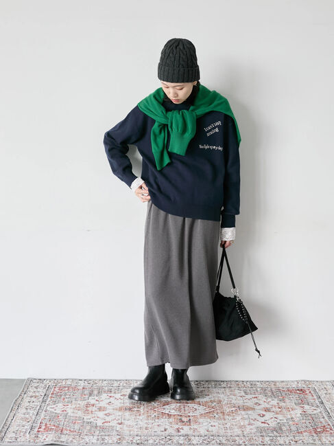 Samansa Mos2 blue「【Hug knit】ロゴプルオーバー」|ニット・セーター|