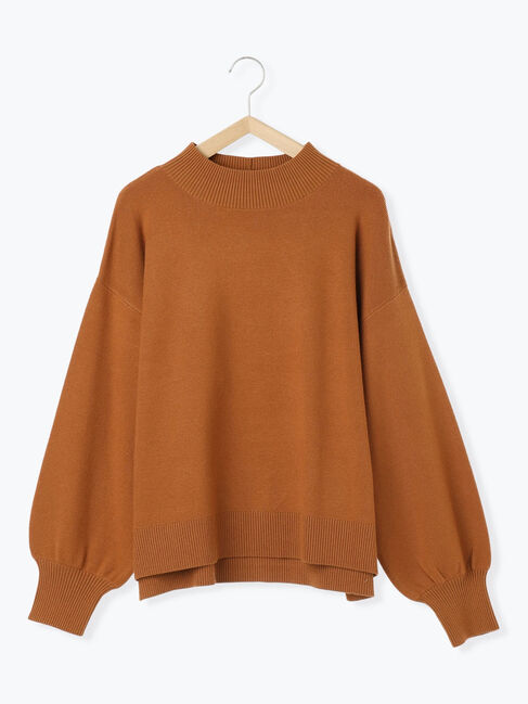 Samansa Mos2 blue「【Hug knit】袖ボリュームハイネックプルオーバー」|ニット・セーター|
