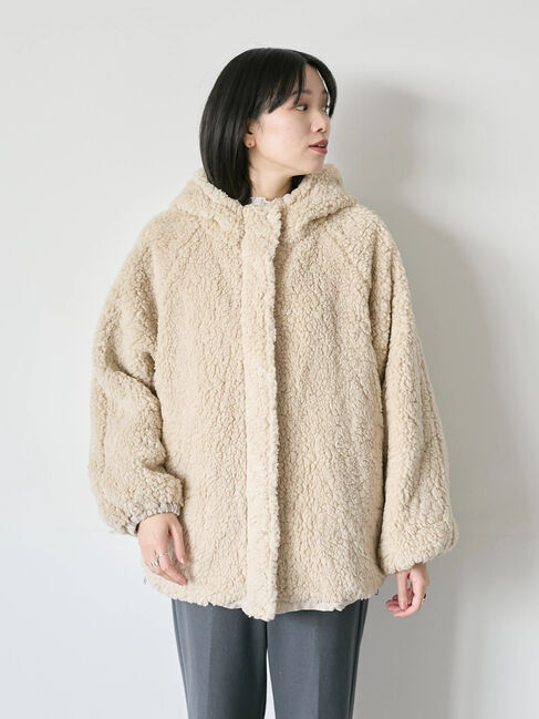 Samansa Mos2 blue「リバーシブルボアマウンテンパーカー」|ブルゾン・スタジャン|