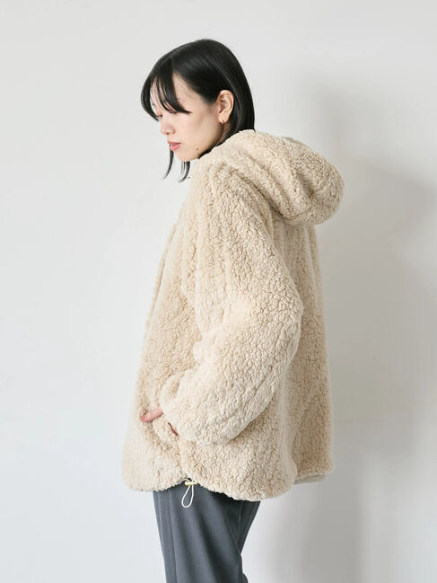 Samansa Mos2 blue「リバーシブルボアマウンテンパーカー」|ブルゾン・スタジャン|