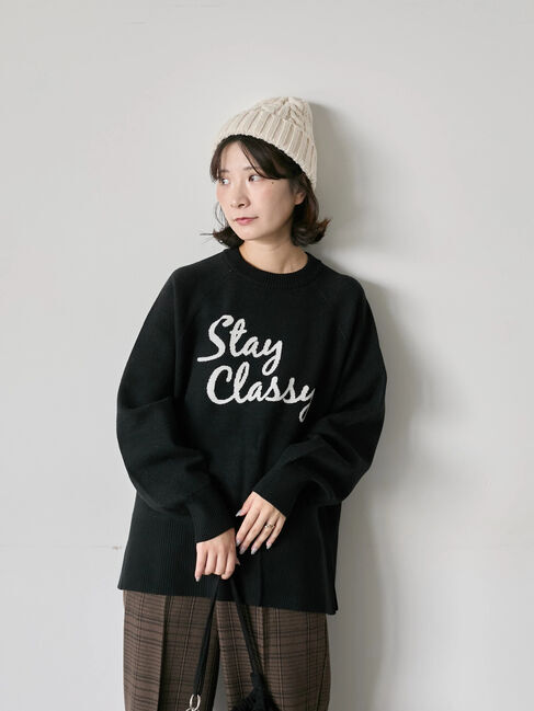 Samansa Mos2 blue「ロゴニットプルオーバー」|ニット・セーター|