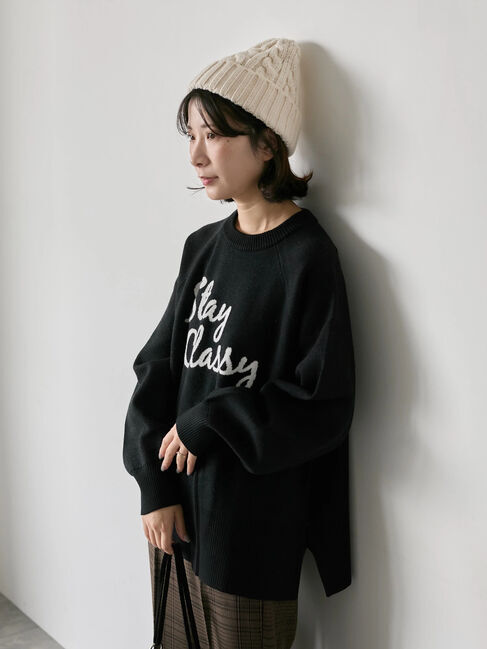 Samansa Mos2 blue「ロゴニットプルオーバー」|ニット・セーター|