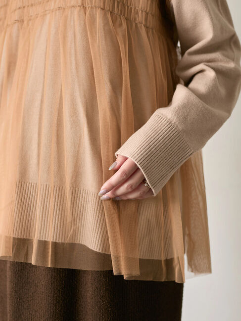 Samansa Mos2 blue「◎チュールドッキングニット」|ニット・セーター|