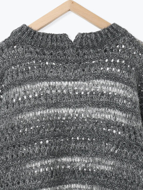 Samansa Mos2 blue「透かし柄ニットプルオーバー」|ニット・セーター|