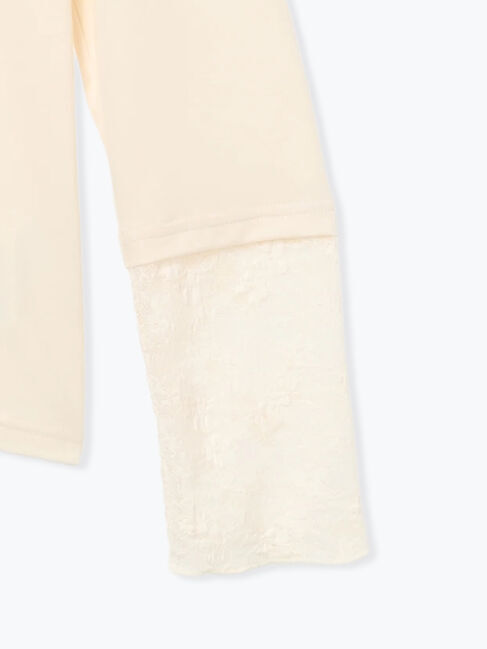 Samansa Mos2 blue「【帯電防止】袖口レースプルオーバー」|Tシャツ・カットソー|