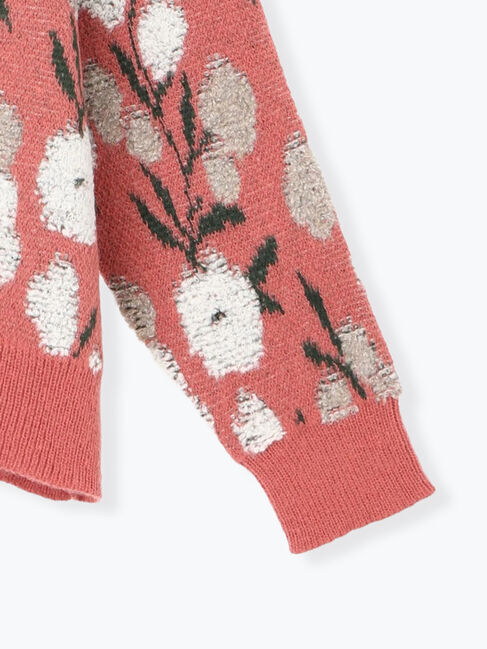 Samansa Mos2「ループ花柄ジャガードニットカーディガン」|カーディガン|