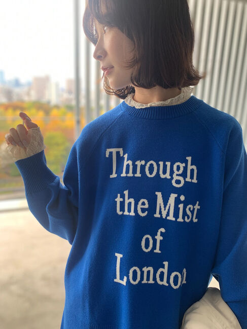 Samansa Mos2 blue「衿袖チュールハイネックプルオーバー」|Tシャツ・カットソー|