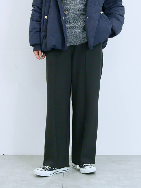 Samansa Mos2 blue「カットジョーゼット裏ボンディングパンツ」|その他|ブラック