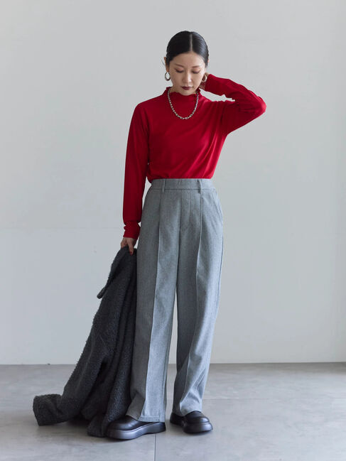 Samansa Mos2 blue「ヘリンボーンストレートパンツ」|その他|