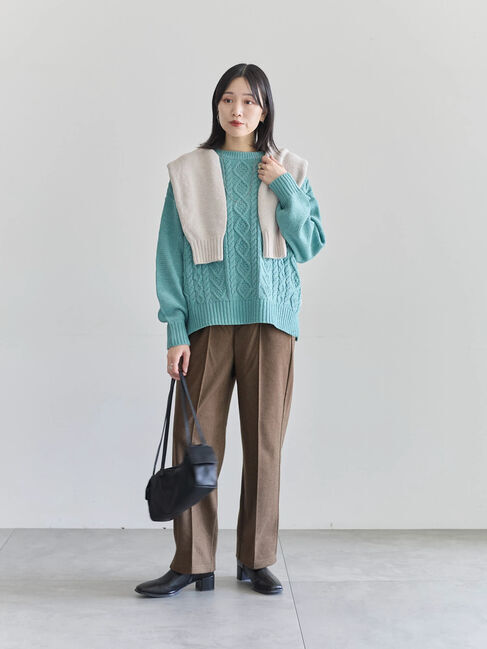 Samansa Mos2 blue「ヘリンボーンストレートパンツ」|その他|