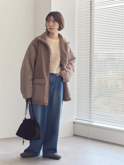 Samansa Mos2 blue「ふくれジャカードクルーネックプルオーバー」|Tシャツ・カットソー|