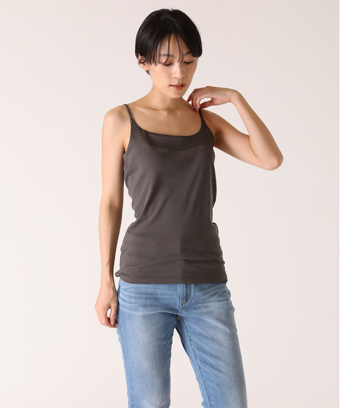 DAY by DAY it&rsquo;s international「サテン切り替えキャミソール《スビン綿MIXフライス》」|キャミソール|チャコールグ 3
