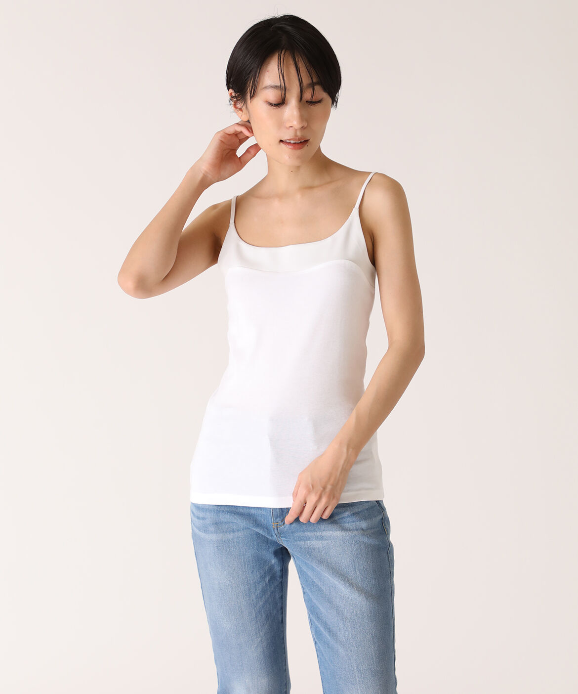 DAY by DAY it&rsquo;s international「サテン切り替えキャミソール《スビン綿MIXフライス》」|キャミソール|ホワイト