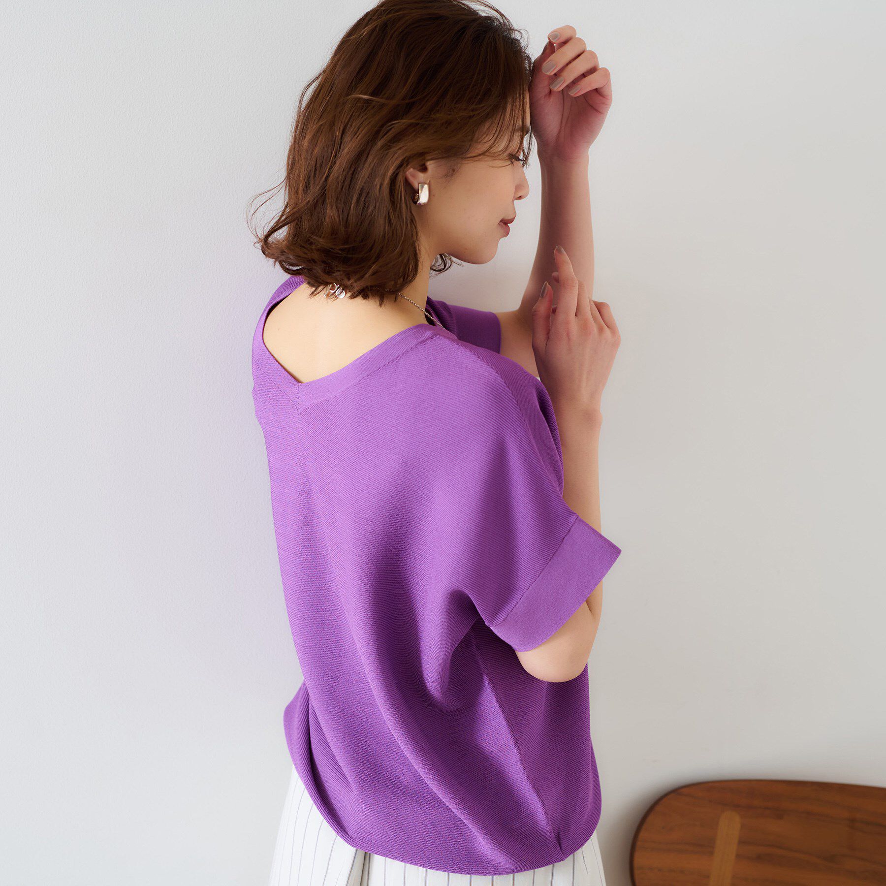 UNTITLED「【12色展開/体型カバー/2way】バウンドスリーブニット」|ニット・セーター|