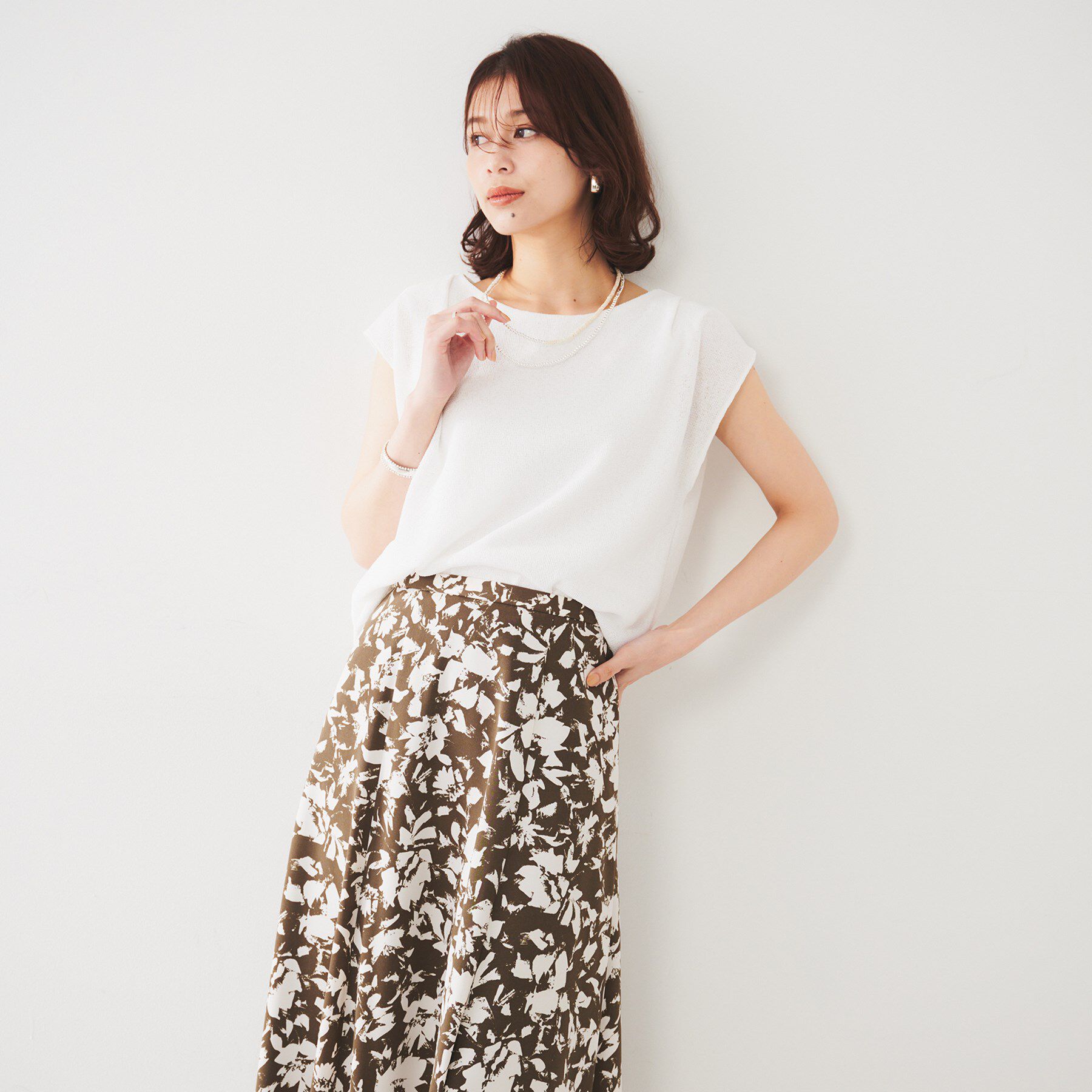 UNTITLED「【ジャージ素材】インナードッキングシアーカットソー」|Tシャツ・カットソー|オフホワイト(003