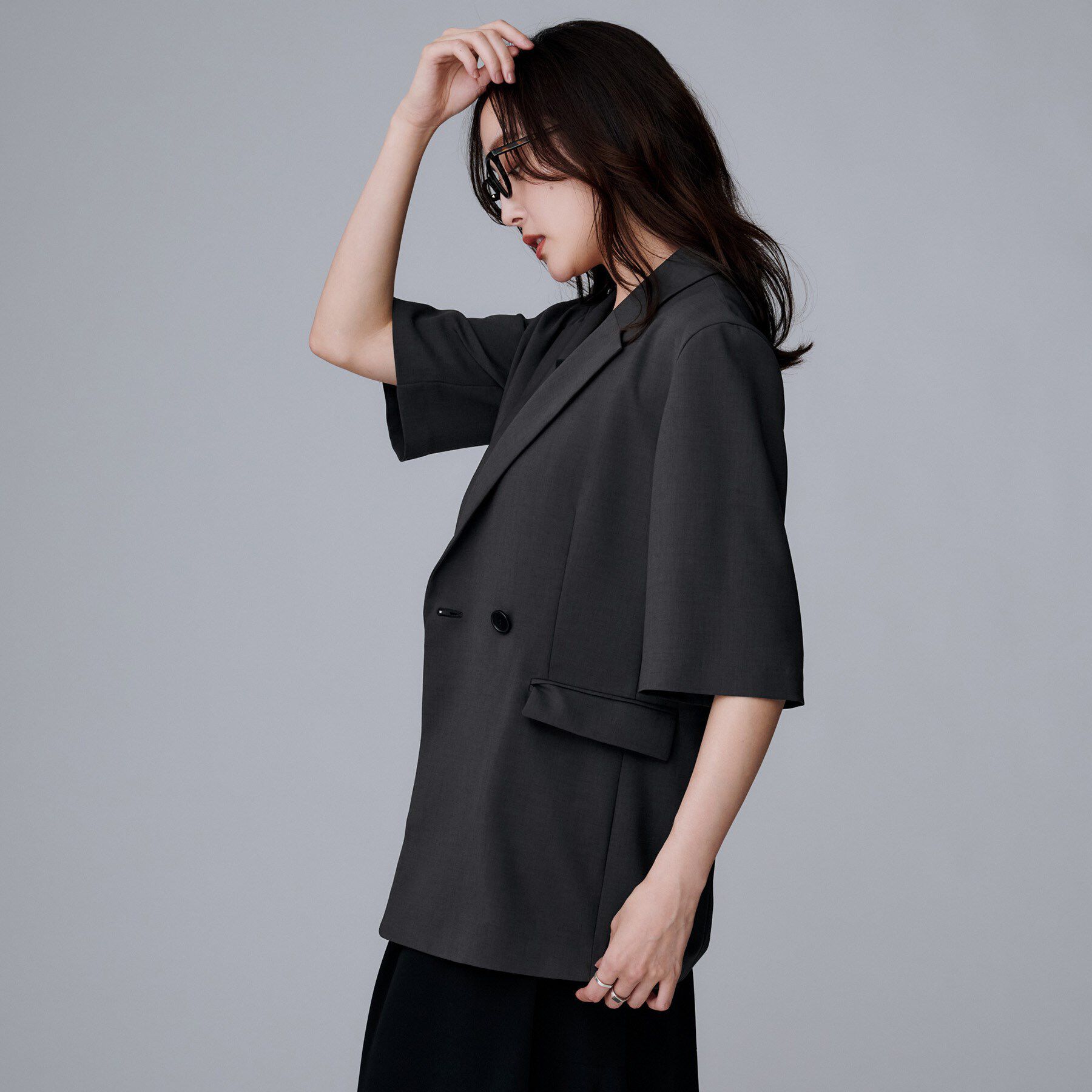 UNTITLED「【UVカット/接触冷感/洗える/テーラード】ライトウェイト ハーフスリーブジャケット」|テーラードジャケット|