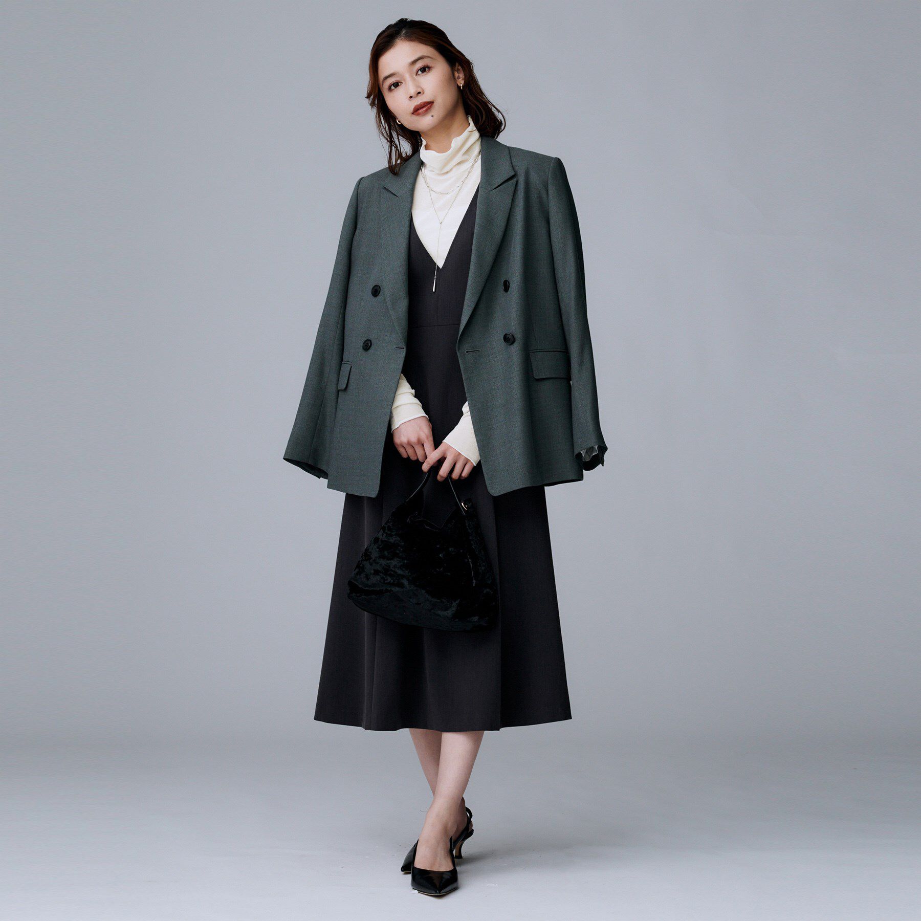 UNTITLED「【ハイネック/レイヤード/重ね着におすすめ】トリコットベロア シアーインナー」|Tシャツ・カットソー|