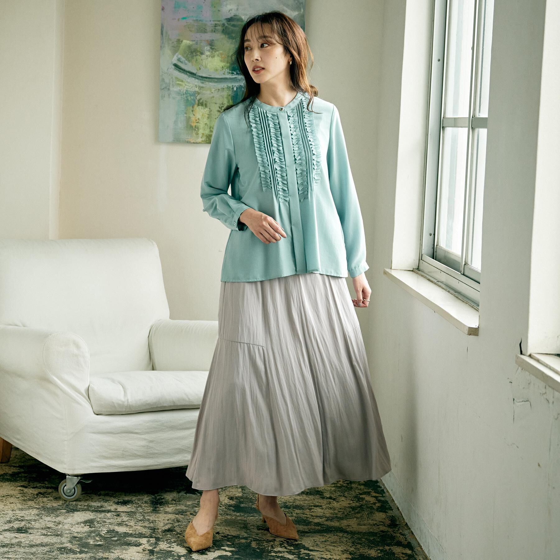 UNTITLED「【洗える/1枚で着映え】ソフト裾フレアスカート」|スカート|