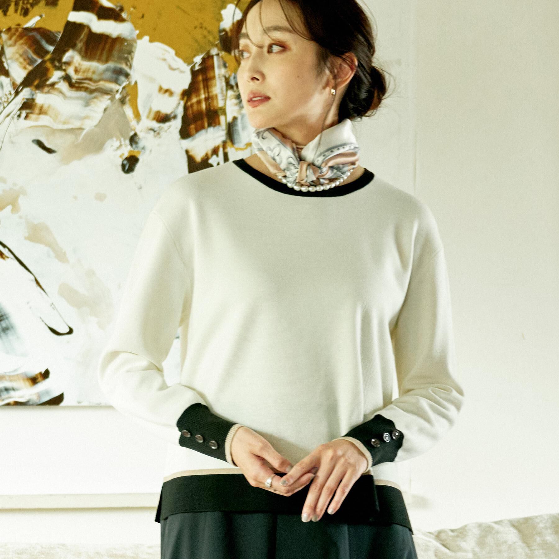 UNTITLED「【アンサンブル可/洗える】ウールミラノリブニット」|ニット・セーター|オフホワイト(503