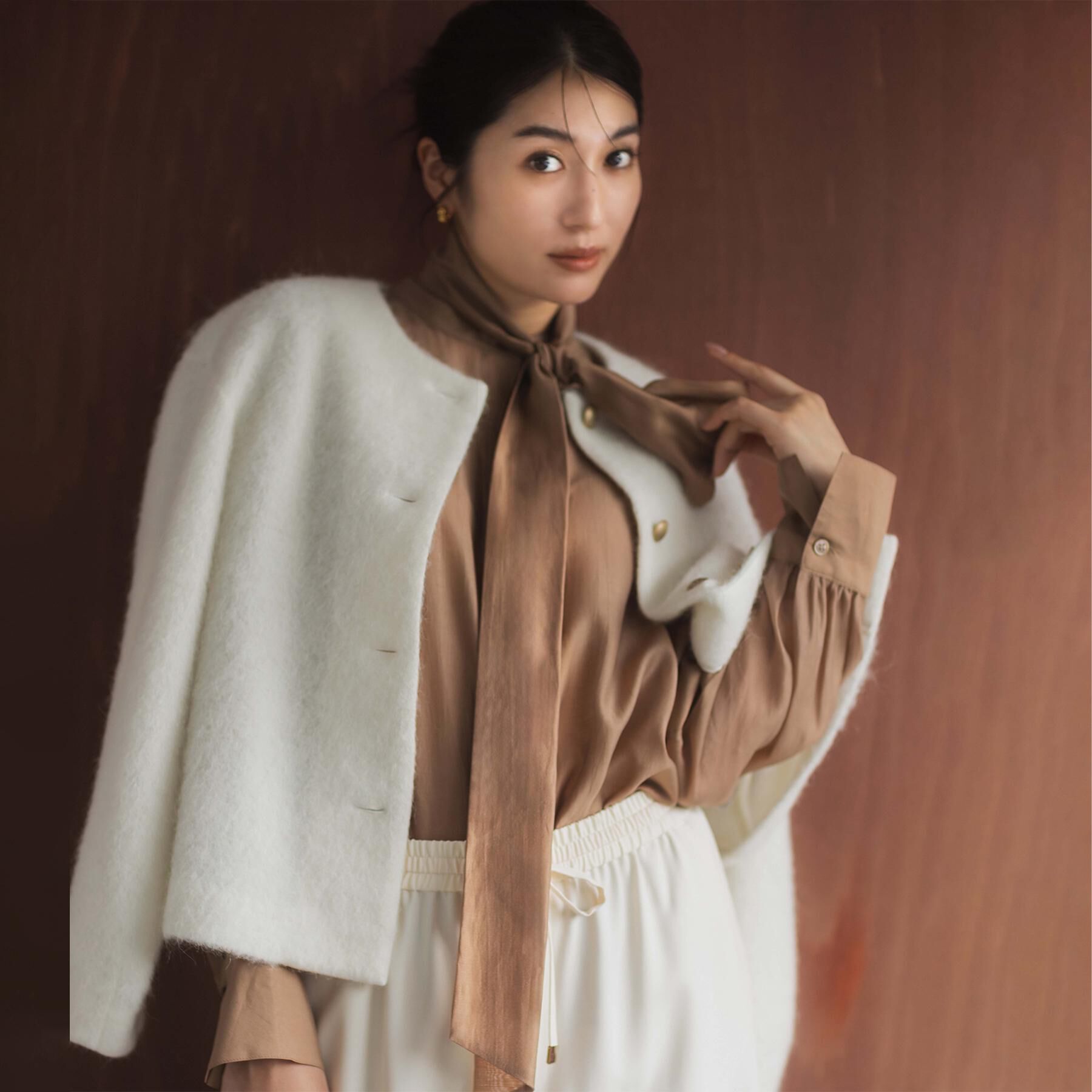 UNTITLED「【ジャケット風/メタルボタン】アルパカ混シャギーカーディガン」|カーディガン|