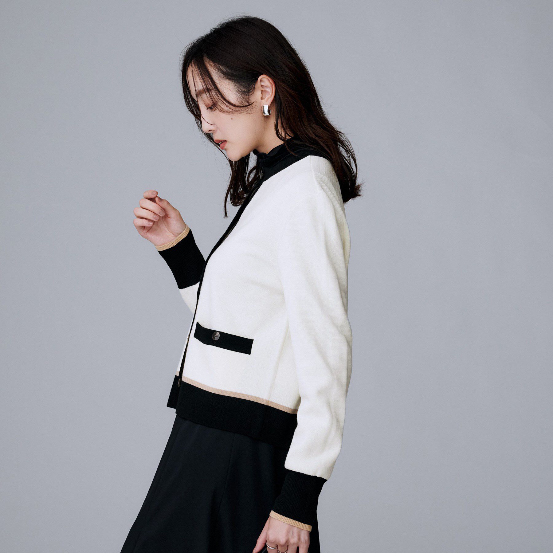 UNTITLED「【アンサンブル可/ジャケット風】ウールミラノリブカーディガン」|カーディガン|