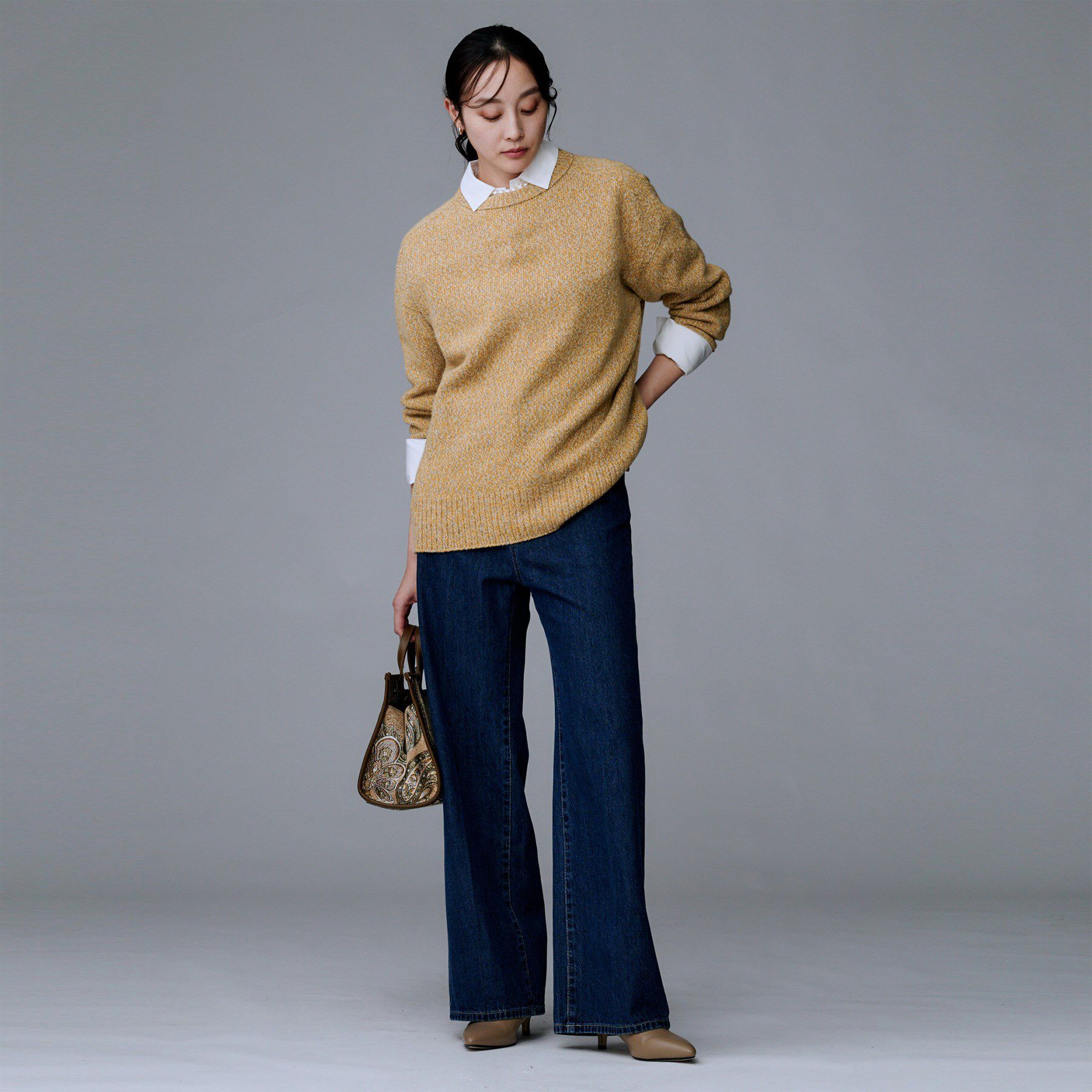 UNTITLED「【ゆったり】三つ杢カラーニット」|ニット・セーター|