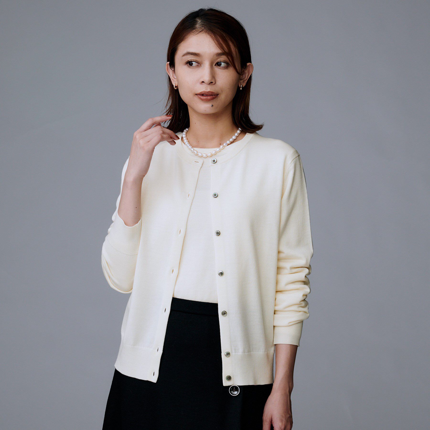 UNTITLED「【洗える/アンサンブル可/ウール100%】ウールクルーカーディガン」|カーディガン|