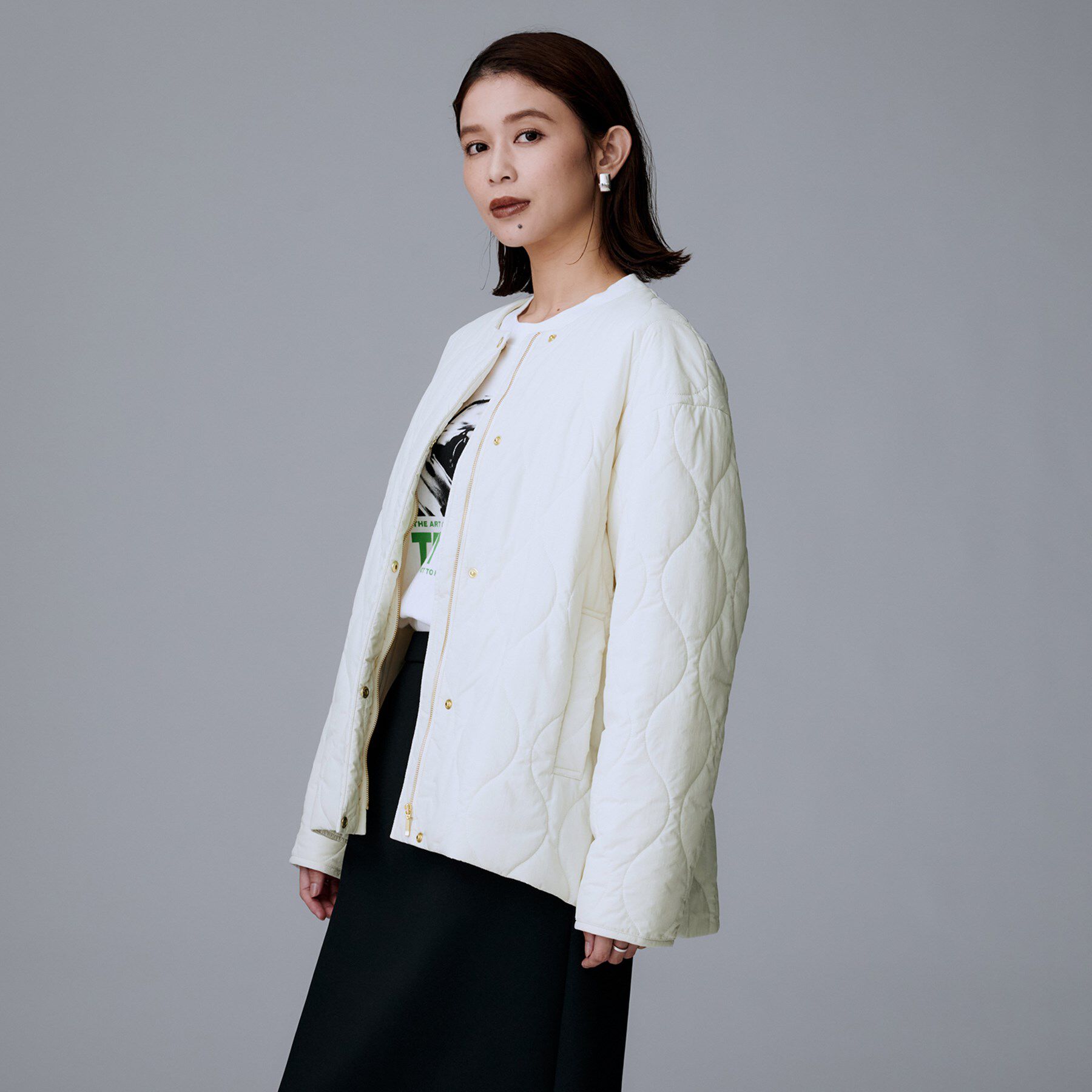 UNTITLED「【軽量／洗える／ファスナー付き】中綿 キルトコート」|ダウン|